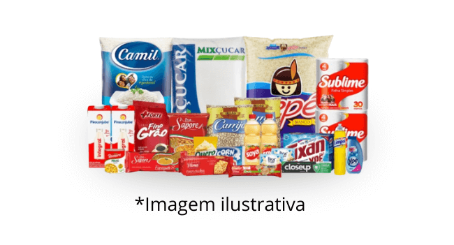 Cesta básica para doações de caridade e solidariedade